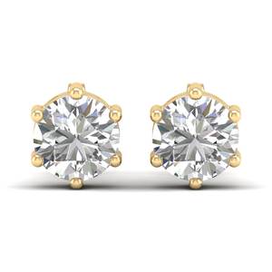 Boucles d'oreilles clous REYES classiques en or massif 14 carats avec moissanite ronde taille brillant de 2 carats, fermoir à vis, pour femme, cadeau de mariage, bijoux - Product Image 2