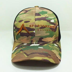 Chapeaux de camionneur brodés camouflage 3D 6 panneaux structurés en maille noire respirante fermeture Snapback réglable pour les promotions de marque - Product Image 1