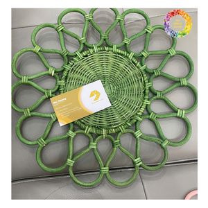<b>Round</b> Rattan Tabletop <b>Placemat</b>, Natural Color Charger Plate Pad for Dining, Flower-Shaped Rattan <b>Placemat</b> For Sales - Product Image 5