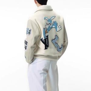 Chaqueta de Béisbol al Por Mayor con Logo Personalizado Forro Acolchado de Algodón Adicional Manga de Cuero y Lana Chaqueta de Invierno - Product Image 3