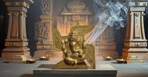 Statue murale en laiton Ganesha idole en laiton pour décoration murale décor de porte ou cadeau pour quelqu'un - Product Image 3