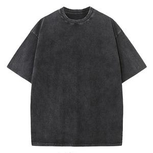 2024 été 230G 100% coton lavage à l'acide cire teinture col rond à manches courtes t-shirt en plein air surdimensionné mode sport T-shirts pour hommes - Product Image 4