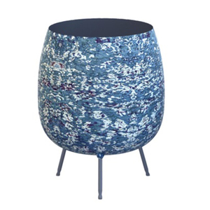 Maceta martillada redonda de Metal de hierro de aspecto magnífico con 3 patas plegables Uso recubierto de polvo brillante Negro Decoración interior y exterior - Product Image 2