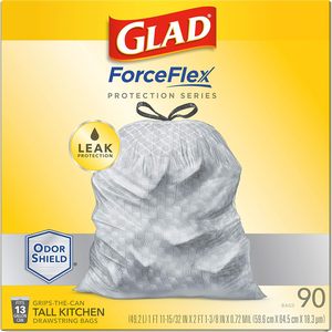 Bolsas de Basura Altas para Cocina Glad ForceFlex Protection Series, 13 Galones, Sin Perfume, OdorShield, 90 Unidades (El Paquete Puede Variar) - Product Image 3