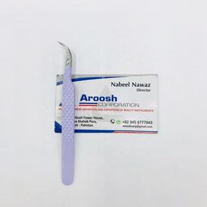 Pinzas para Extensión de Pestañas de Acero Sostenible con Recubrimiento Morado en Forma de J, Agarre de Diamante con Puntas de Fibra Puntiagudas para Volumen - Product Image 2