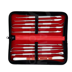 Outil de sculpture à la cire en acier inoxydable allemand, ensemble de 10 pièces avec boîtier en cuir-Kit d'instruments de sculpture dentaire chirurgicale - Product Image 1