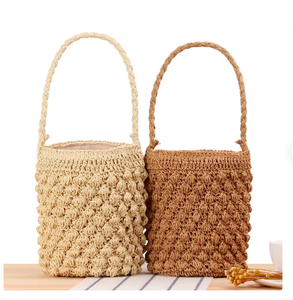 Bolso de Paja de Calidad Premium, Cesta de Paja Estilo Mercado Francés, Bolso de Paja Natural Directo del Proveedor Indio - Product Image 1