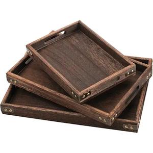 Mayorista de la mejor calidad Bandeja de servicio de desayuno de madera de acacia rectangular sólida de lujo para hotel Restaurante Hogar DE LA India - Product Image 6