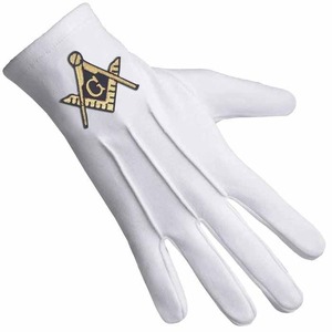 Guantes blancos con bordado masónico personalizado Guante de algodón masón Logotipo de Arco Real de alta calidad Guantes masónicos blancos - Product Image 3