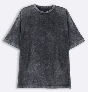 Oversized O-Neck Short Sleeve Solid Color Washed <b>100</b>% Cotton Jersey T-<b>Shirt</b> Men Casual Drop Shoulder Fit - Product Image 1