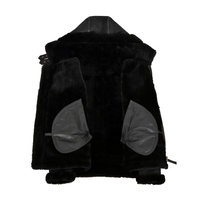 Blouson aviateur en cuir noir B3 pour homme, veste en peau de mouton RAF, veste en fourrure à capuche noire