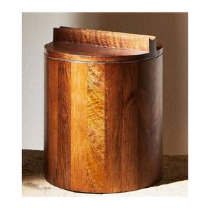 Cubo de hielo de madera de acacia con mango de metal y tapa hecho a mano brillante pulido para fiestas de Bar cubo de hielo de madera - Product Image 2