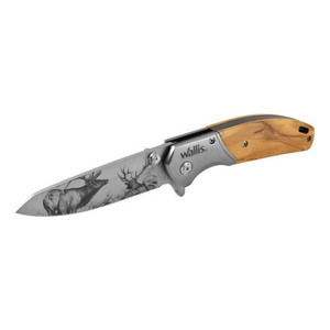Coltello Pieghevole Wallis K901173 con Manico in Legno e Acciaio, Lama Liscia con Design a Cervo e Clip - Product Image 2