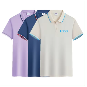 Polo de algodón para hombre, manga corta, color sólido, ribete en contraste, corte regular, estilo casual, con logotipo 100% algodón estampado en la parte delantera. - Product Image 1