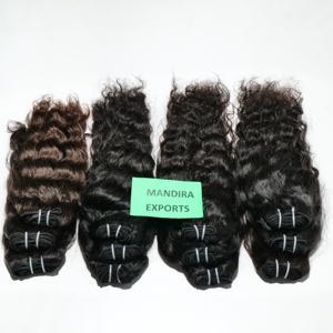 Faisceaux de trame ondulés bruts non transformés de temple indien vierge naturel cuticule alignée droite lâche extensions de cheveux humains à boucles profondes - Product Image 5