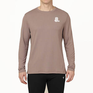 T-shirt à manches longues pour homme de qualité supérieure, col rond, coton, logo personnalisé, t-shirt à manches longues pour homme, col rond - Product Image 1