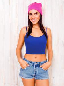 Camisola Corta de Mujer de Encaje Tejido, Suave, Elástica, Acanalada, Sin Mangas, Transpirable, Informal, para Uso Diario en Verano - Product Image 4