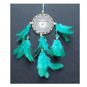 Attrape-rêves circulaire fait à la main avec plumes colorées pour le salon - Product Image 3