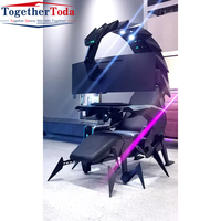 Chaise de jeu Scorpion confortable, de haute technologie, moderne, électrique, inclinable, pivotante, avec support pour 3 moniteurs, coussin chauffant et massant