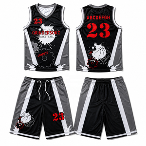 Maillot de basket personnalisé à séchage rapide en polyester, uniforme d'équipe OEM ODM, broderie personnalisée, logo, nom, numéro, manches courtes, col en V, unisexe - Product Image 6
