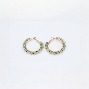 Fashion Green Beaded Hoop <b>Earrings</b> for Women Hoop <b>Earrings</b> Trendy <b>Handmade</b> Jewelry - Product Image 1