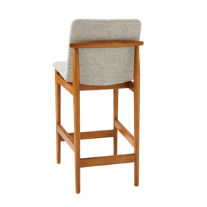 Chaise de bar moderne en teck rembourrée avec dossier droit et assise rembourrée douce pour bar à domicile et usage hôtelier - Product Image 5