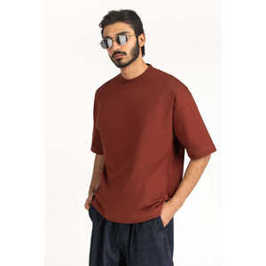Camisetas de Verano para Hombre, 100% Algodón, Corte Holgado, Manga Corta, Color Paprika Ahumado, Tejido de Punto, MN-TS-SS26-004-C - Product Image 3