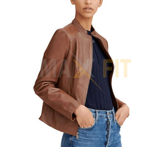 MAXFIT ENTERPRISES Veste en cuir de qualité supérieure pour femmes, toile marron respirante faite à la main, impression de logo personnalisé, pour un usage professionnel en hiver - Product Image 4