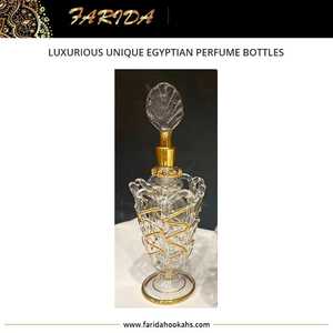 Luxury glass Blown Egyptian Style <b>Perfume</b> Bottle 24 Carat Gold Hand Painted <b>Perfume</b> Glass Bottle - Product Image 2