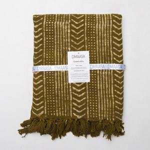 Couverture de jet de coton de luxe d'impression de bloc de base verte pour la décoration à la maison en gros pour la décoration de salon - Product Image 3