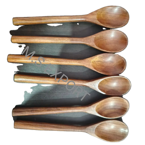 Cuillère traditionnelle japonaise sculptée à la main en bois de mangue à long manche pour la cuisson mélangeant des pots profonds de grands bols-Love Design - Product Image 2