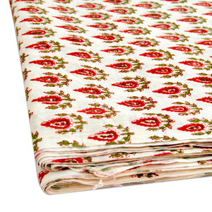 Sanganeri บล็อกพิมพ์ผ้าฝ้ายทำมืออินเดียสีขาวสำหรับผู้หญิงเสื้อม่านกระเป๋าใช้แห้งเร็วน้ำหนักเบา - Product Image 5