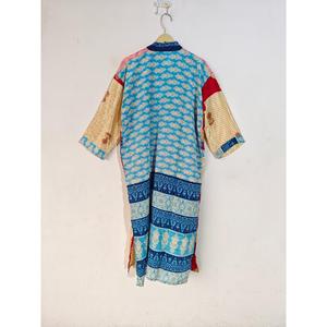 Robe de maternité indienne en soie recyclée Vêtements de nuit Kimono Robe Vêtements de plage avec ceinture pour l'été Printemps Robe de chambre thermique Sari - Product Image 6