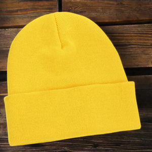 Bonnet en tricot d'hiver multicolore à manchette unique de haute qualité de couleur unie de qualité supérieure avec logo et couleur personnalisés - Product Image 3