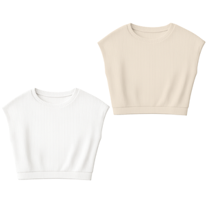 Camiseta corta sin mangas de algodón acanalado para mujer, elegante, transpirable, ecológica, de secado rápido, lavable, duradera, informal, a la moda callejera - Product Image 1