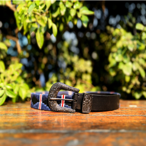 Ceinture en cuir Gaucho Western Polo, design ciré, fil recyclé, unisexe, durable, boucle carrée de 35 mm - Product Image 3