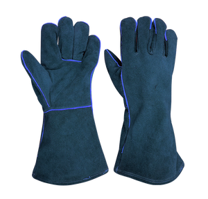 Venta al por mayor de guantes de seguridad de piel de vaca gruesa de cuero partido soldadura de extinción de incendios resistente a los cortes barbacoa con tela de lana para uso industrial - Product Image 2