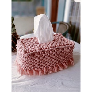 Organisateur de porte-serviettes en coton macramé Boho écologique boîte à mouchoirs tricotée à la main décor pour chambre à coucher avec logo personnalisé - Product Image 4