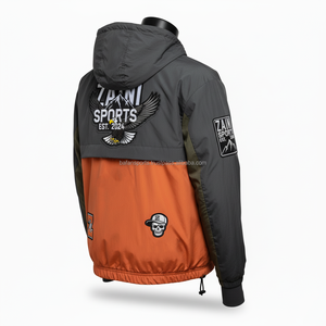 แจ็กเก็ตกันลมไนล่อนแบบพรีเมี่ยมสำหรับผู้ชายแจ็กเก็ตกันลมสีส้มและเทา - Product Image 4