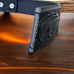 Ceinture en cuir pleine fleur gaufrée à motifs floraux de l'Ouest pour femmes Design de rodéo de cowboy noir personnalisé Métal amovible à usage intensif - Product Image 2