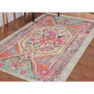 Tapis ethnique coloré : motif Oushak délavé, tapis imprimé de style turc, tapis à poils doux - Product Image 3
