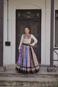 Lehenga Choli de Algodón Musulmán con Estampado Digital, Especial para Navratri, con Bordado de Espejo Real, Borde de Encaje Gota Patti, Dupatta Reversible para Fiesta - Product Image 4