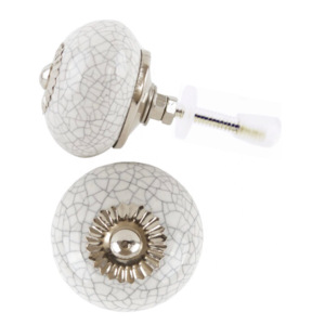 Bouton et poignées en céramique craquelée de couleur blanche moderne [CK 210] pour armoires, tiroirs, armoires, commodes, chambres à coucher et cuisines - Product Image 2