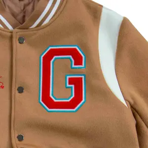 แจ็คเก็ตวาร์ซิตี้ทรงเลตเตอร์แมน ผ้าวูล 100% คอตั้ง ปักโลโก้ด้านหน้า แต่งหนังแท้ ปักลายเชนิลล์ - Product Image 4