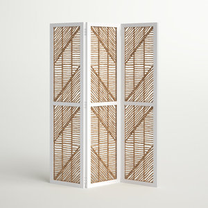 Tobias 53 ''W X 69'' H Pantalla divisoria de ambientes plegable de 3 paneles de madera maciza - Product Image 6