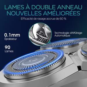 Afeitadora Eléctrica Rotativa Recargable para Hombre, Resistente al Agua IPX7, con Pantalla LED, Triple Cuchilla, Lavable - Product Image 4