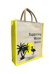 ถุงช้อปปิ้งผ้าปอกระเจาพร้อมที่จับผ้าฝ้ายพิมพ์ลายตัวอักษรเป็นมิตรกับสิ่งแวดล้อม - Product Image 3