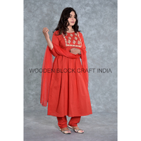 Élégant Salwar Kameez long en coton tissé, 2 pièces, longueur midi, pour femme, nouvelle tendance, style indien pakistanais, taille naturelle, boutonné, lavable, idéal pour les fêtes