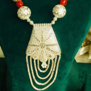 สร้อยคอสแตนเลสผู้หญิงคริสตัลสีแดงคลาสสิกเครื่องประดับแฟชั่นชุบโรเดียมสำหรับงานแต่งงานงานหมั้น - Product Image 1