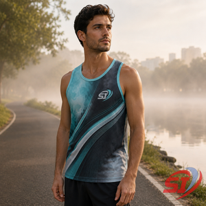 Camiseta de Running Personalizada de Secado Rápido, Transpirable y Ligera para Maratón, Color Aqua Smoke Splitstream - Product Image 6